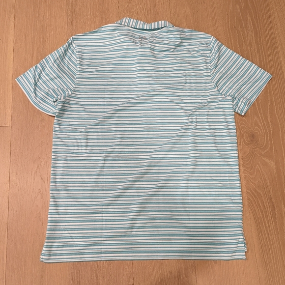 Men's Striped Polo Shirt - Teal and White - Picture 7 of 7